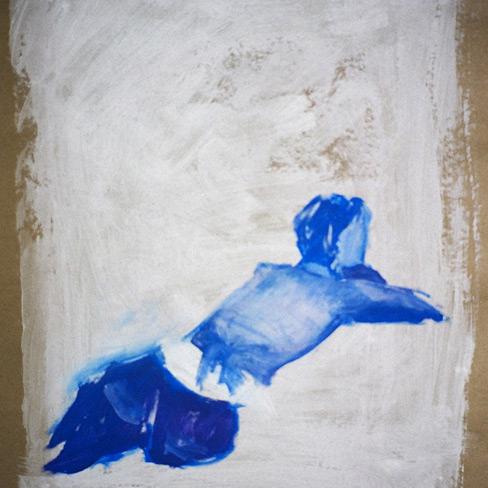 Cul bleu, acrylique sur papier kraft, 50 x 75 cm