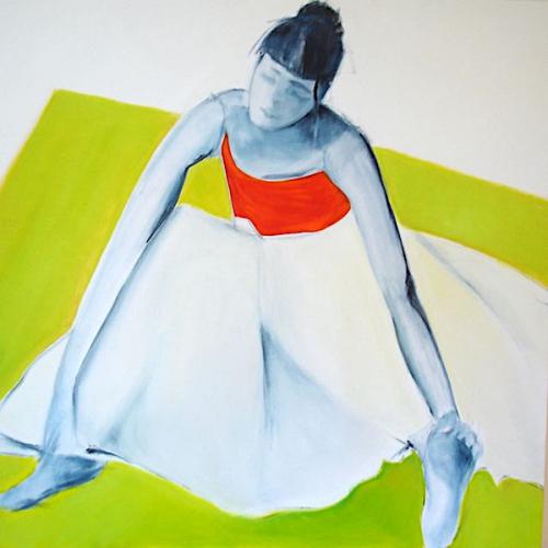 Tapis vert, huile sur toile, 100 x 100 cm