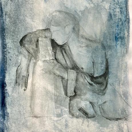 Drapé, tehnique mixte sur papier, 75 x 97 cm