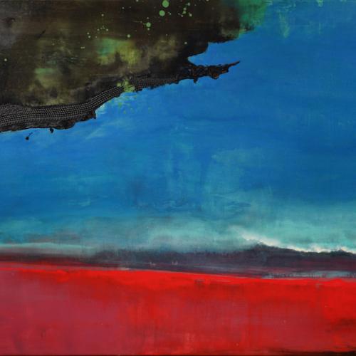 Marée rouge, peinture industrielle sur toile, 114 x 154 cm