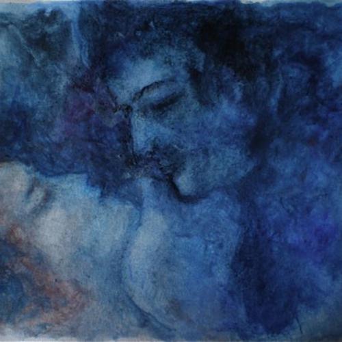 Le baiser, tempera sur papier, 21 x 15 cm