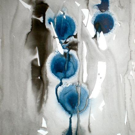 Cinq bleus, encre sur papier, 25 x 33 cm