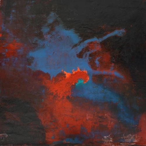 Je termine la toile de Nelly, huile sur toile, 80 x 80 cm